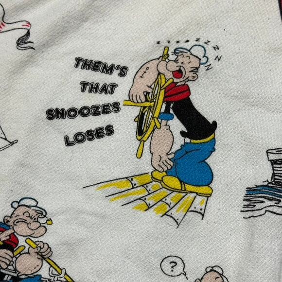 Vintage 80s Popeye the Sailor Man AOP Novelty Print Sweatshirt Collared M - Picture 4 of 5